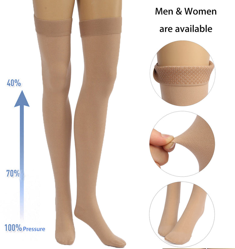 Skin Color Anti Skid Compression Thigh Stocking Prevent Varicose Vein –