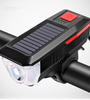 Bike Light Set And Horn Solar Powered USB Rechargeable 4 Mode Bicycle Headlight Taillight Combinations Front Back Light & Bell For Cycling Riding Safety Warning Rear Tail Light LED Speaker