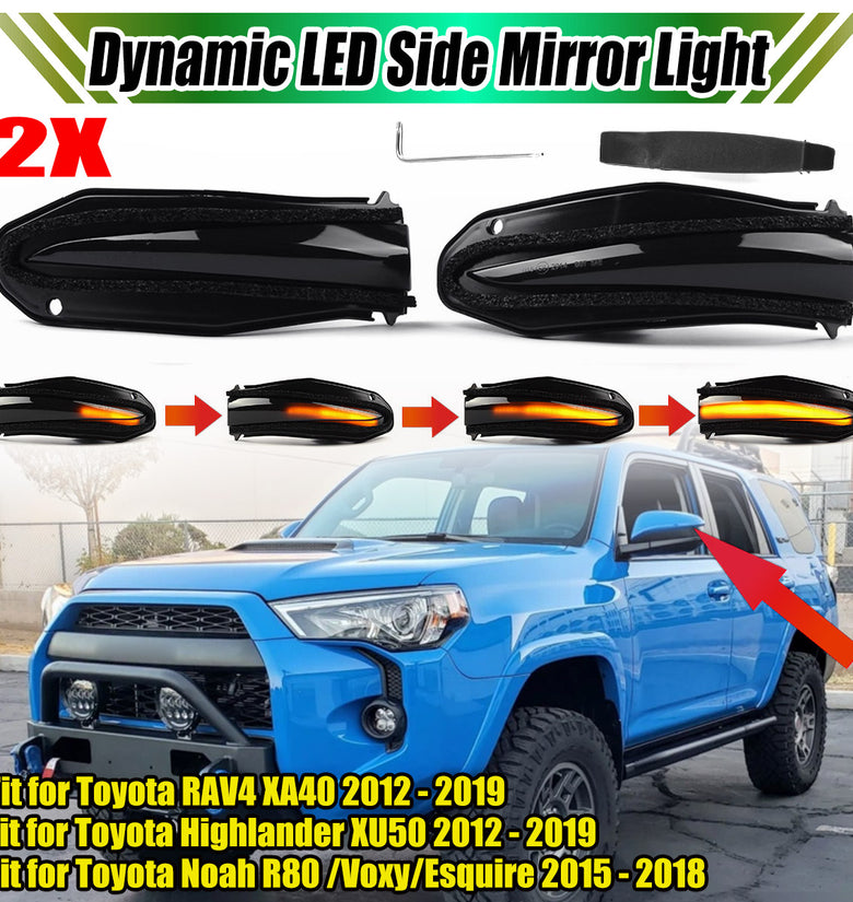 For Toyota Noah R80 Voxy Esquire RAV4 13-18 Highlander 4Runner LED Dynamic Turn Signal Light Sequential Side Mirror Indicator