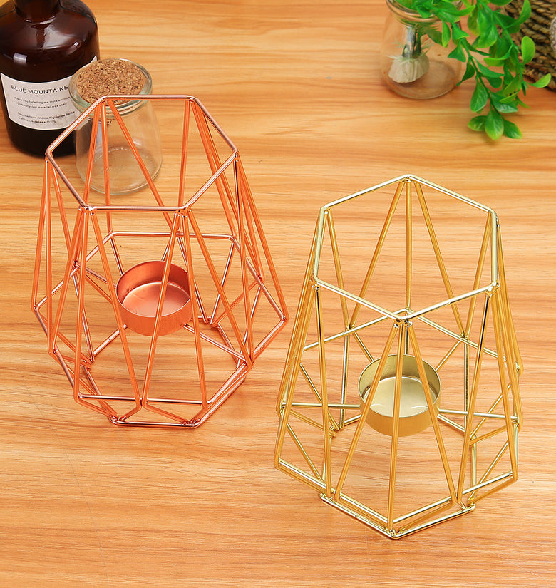 Geometric Candlestick Metal Iron Candle Holder Wedding Home Decorations Nordic Style