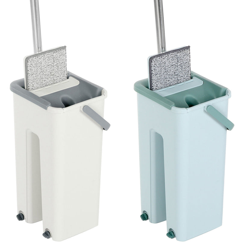 360 Rotation Spin Flat Mop Bucket Set Auto Rebound Hand-free Floor Cleaning