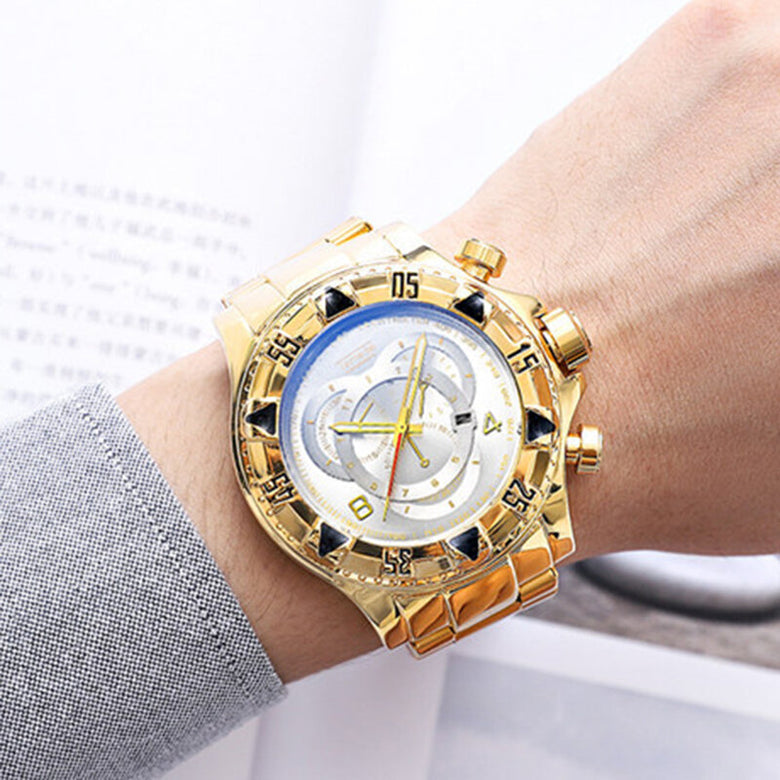 Temeite Chronograph Gold Quartz Mens Watch Waterproof Sport Military Gold  Wristwatches Model 2788 From Ai826, $74.9 | DHgate.Com