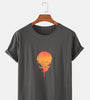 100% Cotton Design Sunset Print Round Neck Short Sleeve Loose T-Shirts