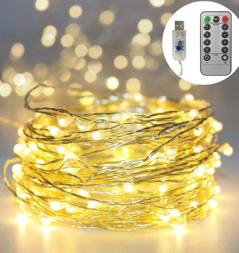 20M 200LED String Lights USB Waterproof Copper Wire Fairy Lamp Wedding Outdoor Garden Home Christmas Decorations Clearance Christmas Lights