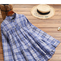 100% Cotton Plaid Loose Preppy Casual Regular Shirt for Women