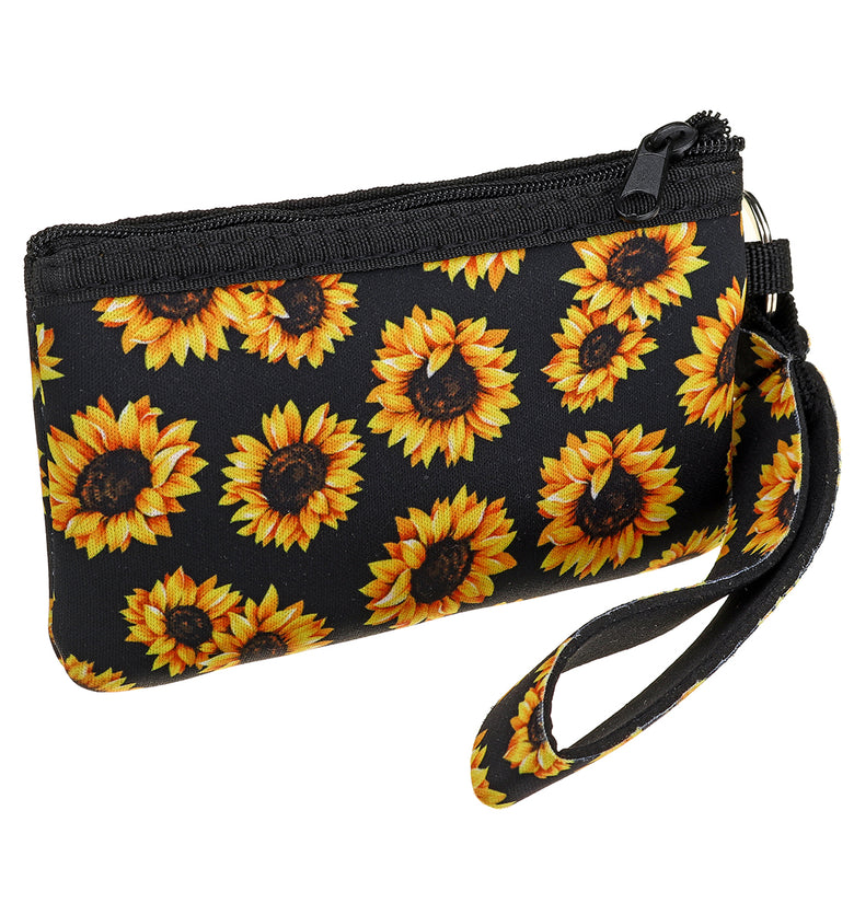 Sunflower Pattern Fashion with Zipper PVC Window Female Coin Pouch Small Change Bags Purse