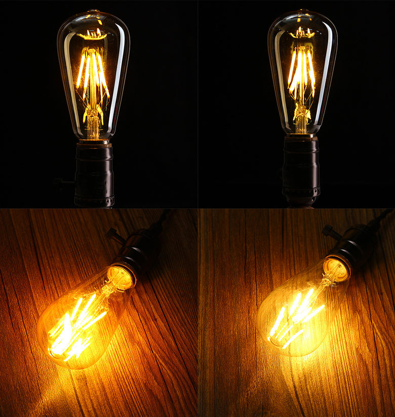 E27 ST64 4W Dimmable Edison Retro Vintage Filament COB LED Bulb Light Lamp AC110/220V - Golden Cover