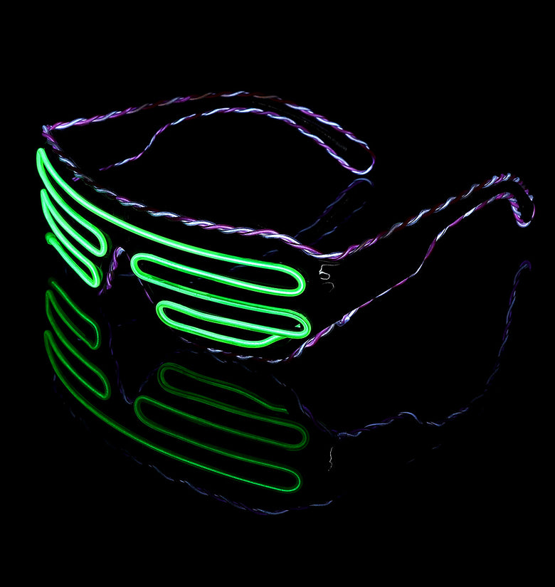 Dual Color EL Wire LED Goggles - Perfect for Bars, Parties, and Halloween! - Cold Glow Glasses Lights Up Bar Party Shutter Halloween