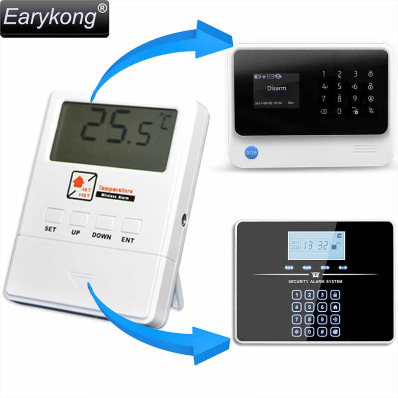 EARYKONG Temperature Detector 433MHz Wireless With LCD Screen 1527 Chips Real-time Display For Home Burglar Alarm System