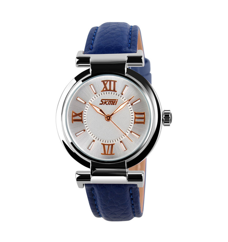 SKMEI Fashion Women Watch Waterproof Leather Strap Casual Quartz Watch