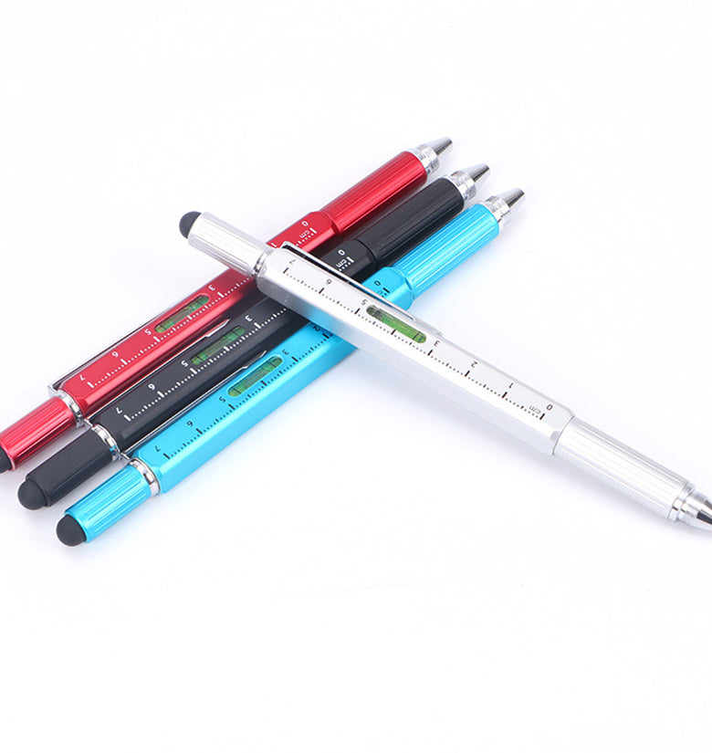 0.7mm Multi Function Level Tool Pen Square Touch Screen Rod Metal Screwdriver Ballpoint Pen Gift Tool School Office Supplies