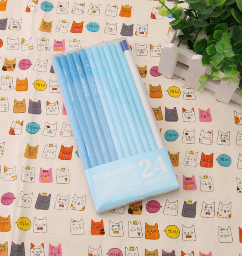 24 Pcs Sketch Pencil Art Drawing Pencil HB/2B/3B/14B Multiple Models Excellent Supply for School Student Adult