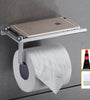 Aluminum Toilet Paper Punch Free Holder With Phone Shelf Wall Mounted Bathroom Accessories Tissues Roll Dispenser Matte