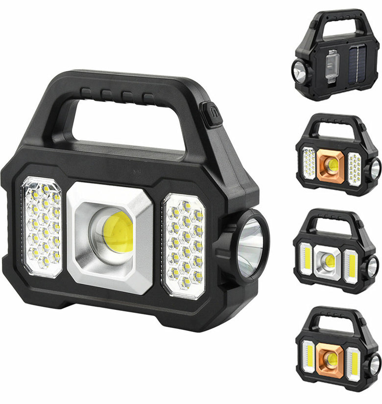 Outdoor Solar LED Camping Light Super Bright Flashlight Work Lights USB Rechargeable Handheld Lanterns Spotlight Searchlight