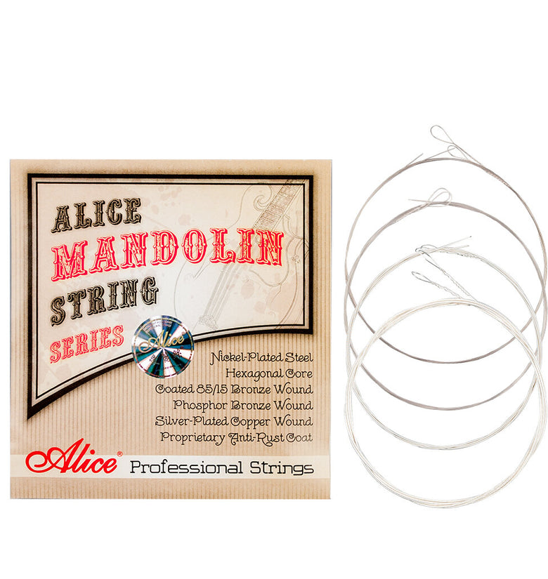 Alices AM08 Mandolin Strings Plated Steel&Silver-Plated Copper Wound Strings 1st-4th 010-034