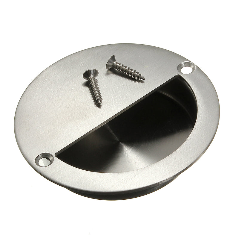 Flush Recessed Pull Door Handle SUS Stainless Steel Circular Covered Type With 2 Screws