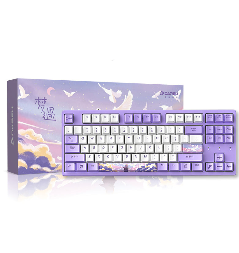 DAREU A87 Mechanical Keyboard Dream Theme Wired White Backlight 87 Keys Cherry MX Switch Purple PBT Keycaps Gaming Keyboard