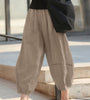 100% Cotton Loose Elastic Waist Mid-Calf Length Thin Pants for Women